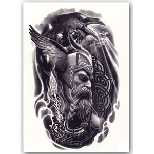 GlittersXL - Temporary Tattoo Viking (A5 formaat) [Neptattoo - Tijdelijke tatoeage - Nep Fake Tattoos - Water overdraagbare festival sticker henna outfit tattoo - Glitter tattoo - Volwassenen Kinderen Jongen Meisje]