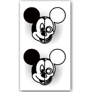 GlittersXL - Temporary Tattoo Mickey Mouse (11x6cm) [Neptattoo - Tijdelijke tatoeage - Nep Fake Tattoos - Water overdraagbare festival sticker henna outfit tattoo - Glitter tattoo - Volwassenen Kinderen Jongen Meisje]