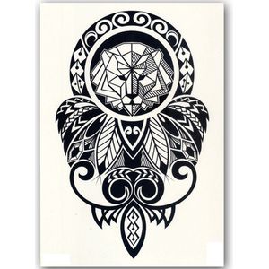 Temporary Tattoo Leeuw (A5 formaat) [Neptattoo - Tijdelijke tatoeage - Nep Fake Tattoos - Water overdraagbare festival sticker henna outfit tattoo - Glitter tattoo - Volwassenen Kinderen Jongen Meisje]
