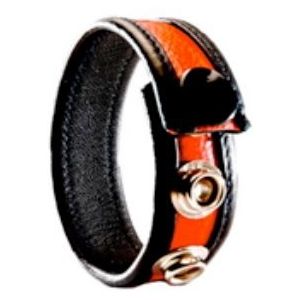 Leren Cockring 3-Snap - Zwart / Rood