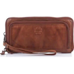 Bear Design Zip Around Portemonnee / Clutch Isa Cognac