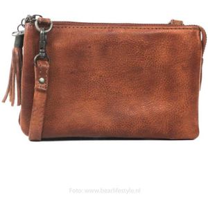 Bear Design Alessia Leren Schoudertasje/Clutch - Cognac