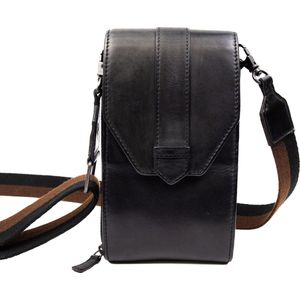 Bear Design Gianna - Lederen Unisex Schoudertasje / Crossbodytasje - Riemtasje - Zwart