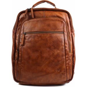 Bear Design Ties Leren Laptop Rugzak 15,4 inch - Cognac