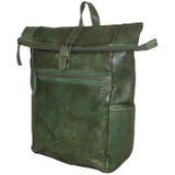 Bear Design Pergola Leren Laptop Rolltop Rugtas - 13 inch - Groen