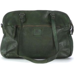 Bear Design Medium Schoudertas / Crossbody Tas Dames - Leer - Cow Lavato - Groen