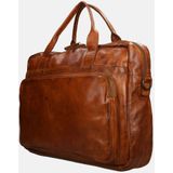 Bear Design Cow Lavato Leren Laptoptas - 17 inch - Cognac