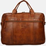 Bear Design Cow Lavato Leren Laptoptas - 17 inch - Cognac