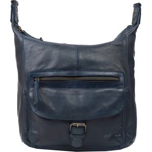 Bear Design Medium Crossbodytas / Schoudertas Dames - Leer - Cow Lavato - Blauw