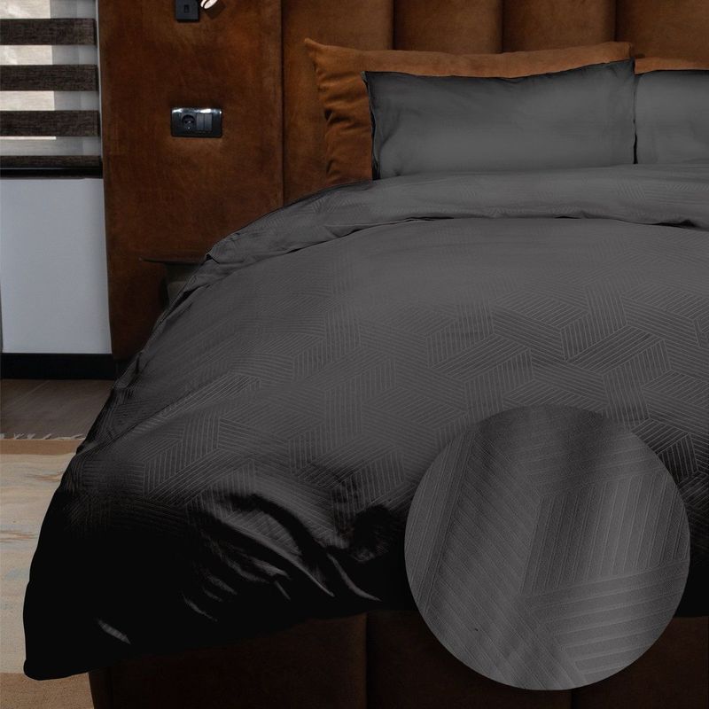 Emboss Dekbedovertrekset Geometric Zwart + 1*