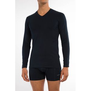 Claesen's Basics T-shirt (1-pack), heren T-shirt V-hals lange mouw, blauw