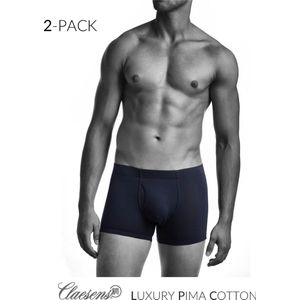 Claesen's - Heren Pima 2-Pack Long Boxer - Donkerblauw