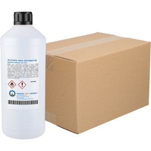 Alcohol 96% Ketonatus - Doos, 12 x 1 liter - Ethylalcohol - Ethanol