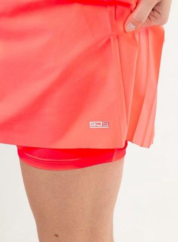 Sjeng Sports - Lola - Tennisrok - Flame Coral - Geweven Stretch Poplin