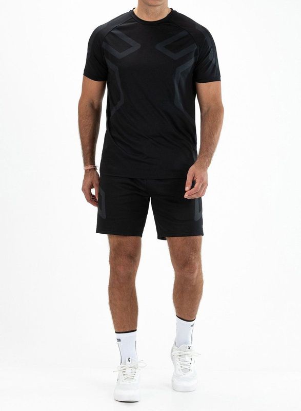 Sjeng Sports - Nielson - T-Shirt - Blauw met Geometrische Print - Korte Mouw