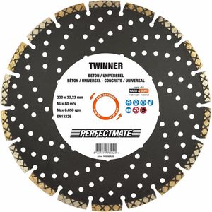 Perfectmate - TWINNER230 - Diamantdoorslijpschijf - Universeel & Beton - 230 X 22,23mm