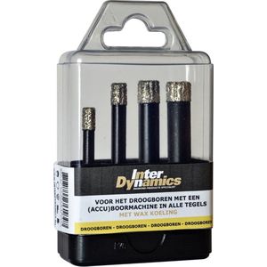 Inter Dynamics Tegelboorset | BlackPower | Voor droogboren | 6, 8, 10 en 12 mm - 960100