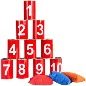 BS Toys - Blikgooien - Werpspel - Rood - Kinderspeelgoed - Buitenspeelgoed - 10 Blikken