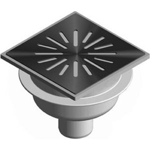 Aquaberg - Doucheput - ABS - RVS Rooster - Onderuitlaat 50mm - 150x150mm