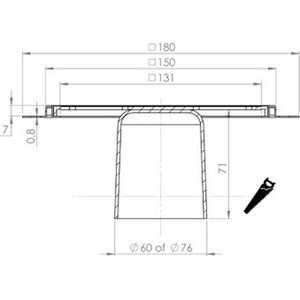 Aquaberg RVS renovatieput met RVS rooster incl. twee reukafsluiters 150x150mm inbouwhoogte 7mm RP157179