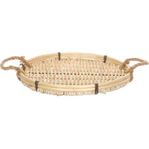 Tray Herbesco met grepen Ø35xh4cm beige Riet HBX natural living Decoratieve dienblad (35.0000cm x 35.0000cm)