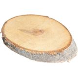 HBX Natural Living Decoratie boomschijf met schors - hout - L16 x B23 x H2 cm - ovaal