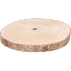 HBX Natural Living Kaarsenbord/decoratie dienblad - houten boomschijf - D26 x H3 cm - rond - tafeldecoratie schaal