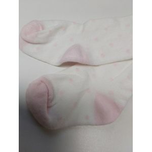 Dirkje- Collant - Maillot - Kousebroek - Wit met rose stip  12-18m