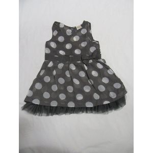 dirkje  , jurk , overgooier  taupe met stip in gebroken wit ,  80- 12 maand