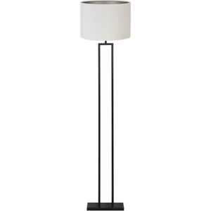 Light & Living Vloerlamp Shiva/Velours - Zwart/Off white - Ø40x170cm - Vloerlamp met kap