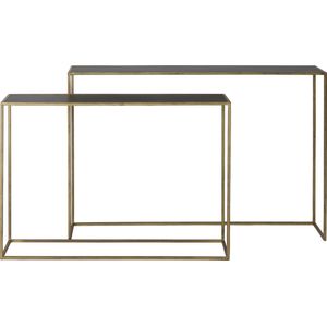 Light & Living Boca - Bijzettafel - Mat Zwart + Wash Goud - 100x25x70cm + 120x25x80cm