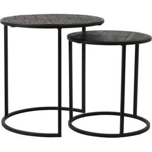 Light & Living Bijzettafel Doba - Antiek Zwart - Ø50cm - Industrieel