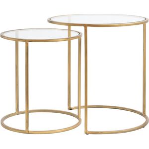 Light & Living Duarte Ronde Bijzettafel - Antiek Goud - Set/2 - Ø40x45 + Ø50x52 cm