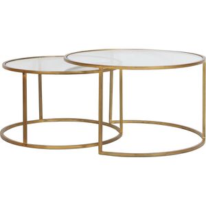 Light & Living Salontafel Duarte - Glas/Antiek Goud - Ø75+Ø65cm - Klassiek,Luxe