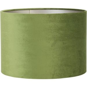 Light & Living Cilinder Lampenkap Velours - Olive Green - Ø35x30cm - voor Tafellampen, Staande lamp, Hanglampen