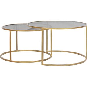 Light & Living Salontafel Duarte - Smoke Zwart/Goud - Ø65+Ø75cm - Klassiek,Luxe