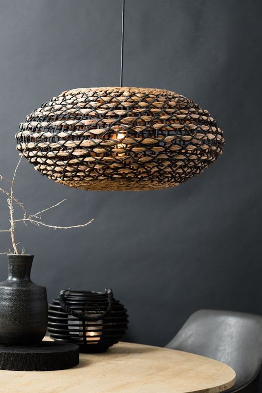 Hanglamp - Naturel/Zwart - Riet/Rotan - Ø60 cm