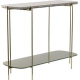 Light & Living Besut - Side Table - Marmer Groen/Glas Goud - 103x37x80 cm