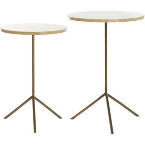 Light&living Bijzettafel S/2 Ø36x50+Ø40x54 cm GIMI crème travert+ant brns