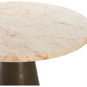 Light & Living Ronde Bijzettafel Ynez - Marmer - 29cm - Roze/Donkerbruin