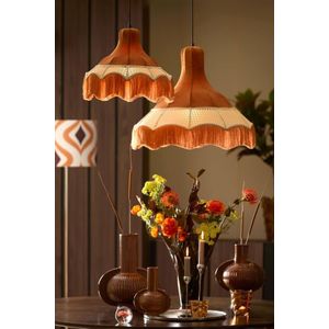 Light & Living Hanglamp Mizia Velvet en webbing, 40cm - Oranje