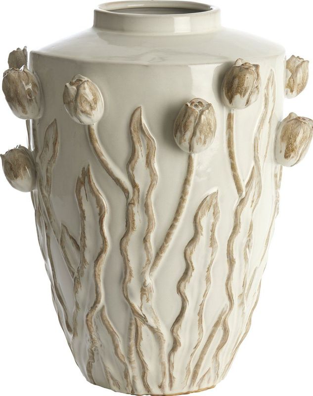 Juana vaas deco Ø38x45 cm keramiek - crème