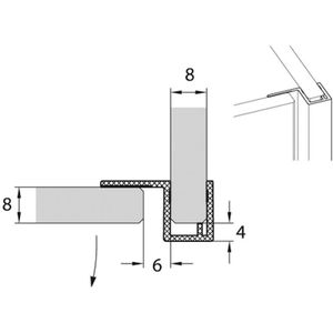 Afdichtprofiel TSS-005 2010 hg t.b.v. aanslagzijde aan de zijwand 6-8mm transparant