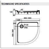 Douchebak Sealskin Fusion 1/4 Rond P900