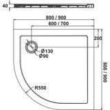 Douchebak Sealskin Fusion 1/4 Rond 900