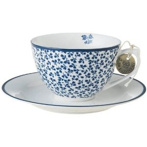 Laura Ashley kop en schotel Floris blauw 0,26 L