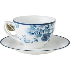 Laura Ashley - China Rose - Kop en Schotel - Blauw-Wit - Porselein - 26 cl