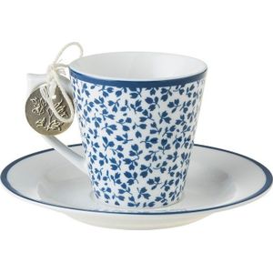 Laura Ashley - Floris - Kop en Schotel - Blauw - Porselein - 0,9 L