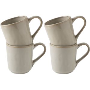 Dutch Rose - Bekers Giftset - 4 Stuks - Stoneware - Creme - 39 cl