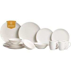 vtwonen Serviesset - Wit - Porselein - 16-Delig